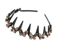 Juego de diadema ondulada con flores de cristal, diadema con peine de flores de mariposa, juego de diadema para mujer, para bodas, fiestas, uso diario (champán)
