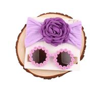 Juego de diadema y gafas de sol para bebé, de nailon, transpirable, elástica, con flores, para uso diario