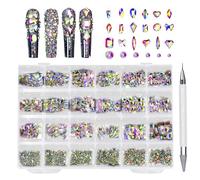 Juego de diamantes de imitación de cristal con parte trasera plana, diamantes de imitación multiformas