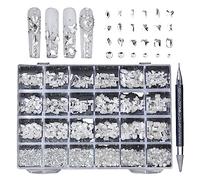 Juego de diamantes de imitación de cristal con parte trasera plana, diamantes de imitación multiformas