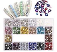 Juego de diamantes de imitación para decoración de uñas con diamantes brillantes, juego de decoraciones de cristal, 1 Uds, caja de rejillas, 21 formas de 2500 Uds.-SS6-SS20, mezcla de 5000