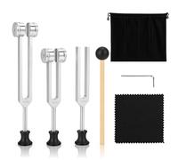 Juego de diapasón de precisión 128 Hz, 256 Hz, 512 Hz, aleación de aluminio profesional para terapia de sonido y meditación y curación de chakras, mazo de silicona, bolsa de almacenamiento, yoga