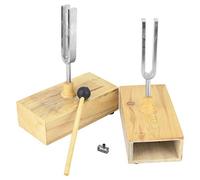 Juego de diapasones de 440 Hz, diapasones de chakras, instrumento experimental de virbración con caja de resonador de madera y aldaba para aliviar el estrés y curar el sonido