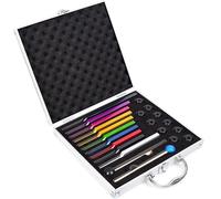 Juego de diapasones de chakras, 10 diapasones multicolores con maleta, 2 mazos de goma, 10 bases de goma, paño de limpieza, kit de instrumentos de curación de sonido for terapia de curación de chakras