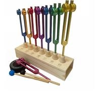 Juego de diapasones de chakras de 8 piezas con caja de resonancia de madera, 126,22 Hz a 272,20 Hz , activador de diapasones, ideal for experimentos acústicos de meditación de yoga