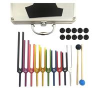 Juego de diapasones Solfeggio, 10 diapasones multicolores, diapasones de aleación de aluminio sin peso for relajación corporal, meditación de yoga, terapia de sonido, alivio del estrés
