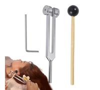 Juego de diapasones Solfeggio para curación, diapasones de aleación de aluminio de 128 Hz, incluye martillo de diapasón para relajación, yoga