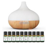 Juego de difusor de aromas para aceites esenciales de 500 ml con mando a distancia, 14 colores LED y 4 ajustes del temporizador, ideal para relajación, bienestar y aromaterapia