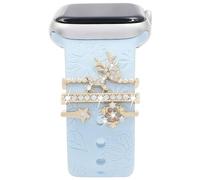 Juego de dijes de correa de reloj, dijes decorativos para anillos compatibles con correas de silicona para Apple Watch de 38, 40, 41, 42, 44, 45, 49 mm, bonitos accesorios de pulsera de diamantes de