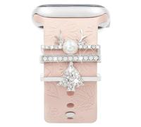 Juego de dijes de correa de reloj, dijes decorativos para anillos compatibles con correas de silicona para Apple Watch de 38, 40, 41, 42, 44, 45, 49 mm, bonitos accesorios de pulsera de diamantes de