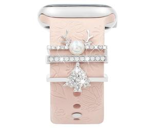 Juego de dijes de correa de reloj, dijes decorativos para anillos compatibles con correas de silicona para Apple Watch de 38, 40, 41, 42, 44, 45, 49 mm, bonitos accesorios de pulsera de diamantes de