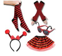 Juego de disfraz de abeja, 5 piezas, abejas, tentáculos, diadema, tutú, falda, gafas, calentadores, medias para cosplay, fiesta, abeja miel, SS9, Talla única