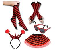 Juego de disfraz de abeja, 5 piezas, abejas, tentáculos, diadema, tutú, falda, gafas, calentadores, medias para cosplay, fiesta, abeja miel, SS8, Talla única