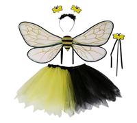 Juego de disfraz de abejas de 3/4 piezas para adultos, disfraz de abejas, diadema de abejas, tutú, falda, varita de ángel para Halloween, cosplay, abejas