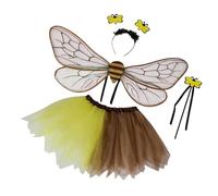 Juego de disfraz de abejas de 3/4 piezas para adultos, disfraz de abejas, diadema de abejas, tutú, falda, varita de ángel para Halloween, cosplay, abejas