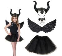 Juego de Disfraz de Cuernos de Diablo para Niña, Disfraz de Diablo para Niña, Cuernos Demonio, Disfraz de Halloween para Niños, para Disfraz Halloween Imitación Cosplay Regalo Fiesta Carnaval