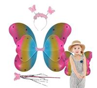 Juego de disfraz de de mariposas, conjunto de vestuario, 18,9 x 14,96 pulgadas, Cosplay Accessories with Wand, Dress Up Wings for Kids Girls, Birthdays Festivals, Playtime