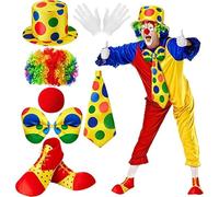 Juego de disfraz de payaso de 7 piezas para niños y adultos, Halloween, fiestas de payaso, circo, carnavales, juego de simulación