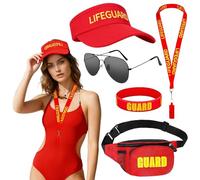 Juego de Disfraz de Salvavidas, 5 Piezas Accesorios de disfraz de guardia de vida, Accesorios para di-sfraz de salvavidas, A-ccesorios Socorrista para Mujeres Hombres, A-ccesorios Socorrista Di-sfraz