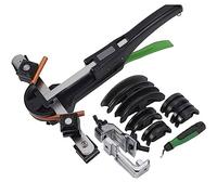 Juego de doblador manual de tubos, doblador de tubos de trinquete para tubos de cobre y latón de 6 a 22 mm, incluye cortador de tubos y escariador de desbarbado, herramienta de flexión de 90° con 7