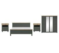 Juego De Dormitorio Elda Armario Cama Mesas De Noche 4 Piezas Verde Roble Lefkas