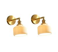 Juego de dos apliques de pared modernos ajustables con pantalla de cerámica blanca, montaje giratorio de 180°, lámpara de mesita de noche para dormitorio, lámparas nórdicas E27 para sala de estar (ta