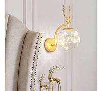 Juego de Dos Apliques de Pared Modernos, Aplique de Pared LED de asta Moderno, 1 lámpara con Pantalla de Globo de Vidrio coñac, 3 Opciones de Color, e