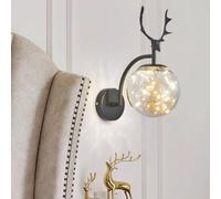 Juego de Dos Apliques de Pared Modernos, Aplique de Pared LED de asta Moderno, 1 lámpara con Pantalla de Globo de Vidrio coñac, 3 Opciones de Color, e