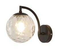 Juego de Dos Apliques de Pared Modernos, Aplique de Pared Negro Moderno, diseño Minimalista de 1 luz con Pantalla de Globo de Vidrio Transparente, lám