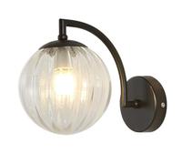 Juego de Dos Apliques de Pared Modernos, Aplique de Pared Negro Moderno, diseño Minimalista de 1 luz con Pantalla de Globo de Vidrio Transparente, lám