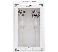 Juego de dos copas de champán 'Mr Right Mrs Always Right', caja de regalo, 220 ml