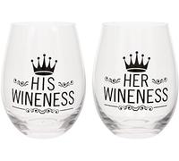 Juego de dos copas sin pie "His Wineness and Her Wineness", en caja de regalo, 530 ml
