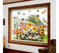 Juego de dos hojas de girasol para ventana con diseño de mariposas florales para una gran cobertura en áreas de vidrio residenciales o minoristas