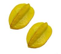 Juego de dos piezas de fruta de estrella artificial para decoración de estantes de sala de estar, mesa de comedor, estilo de alimentos y comercialización visual (amarillo)