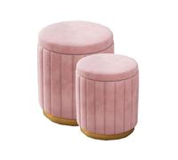 Juego de dos piezas gris: taburete tapizado y reposapiés de terciopelo, mesa auxiliar multifuncional con almacenamiento, ideal para decoración de sala de estar y dormitorio