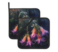 Juego de dos soportes cuadrados a prueba de calor con impresión de Lily of The Valley in The Rain (juego de dos) de 8 x 8 pulgadas: telas de calidad, antiquemaduras y fáciles de limpiar