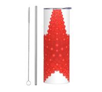 Juego de dos tazas de acero inoxidable con pajilla - Botella de agua aislada con estampado de estrella de mar roja de 20 onzas, taza térmica portátil, vasos para exteriores