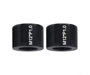 Juego de dos tuercas de eje pasante fiables de aleación de aluminio adecuadas para su uso con configuraciones de tamaño de cubo estándar (12 x 1,0 mm)