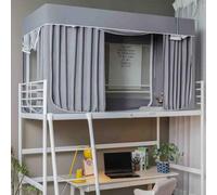 Juego de dosel para litera, de acero inoxidable, cortinas de privacidad con doble cremallera y estructura rectangular, red para literas y literas para dormitorios universitarios