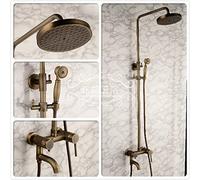 Juego de Ducha Archaize Totalmente de Cobre, Grifo de Ducha Retro de Tres Engranajes, pulverizador Superior con Flor de 8 Pulgadas para Asperse
