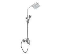 Juego de ducha con grifos plateados, sistema de ducha con grifo monomando y riel de ducha ajustable, para baños, duchas, bañeras