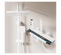 Juego de ducha de lluvia con luz ambiental LED, control termostático a 38 °C, combo de bañera-ducha para baño, moderno sistema de alcachofa de ducha blanca