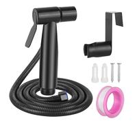 Juego de ducha de mano de acero inoxidable con válvula G1/2 T, adaptador G3/8, tubo telescópico de 1,5 m, pulverizador manual para inodoro