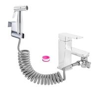 Juego de ducha de mano de acero inoxidable para bidé, accesorio de bidé con dispensador de grifo, gancho para manguera de muelle, dispensador de grifo, higiene del baño y limpieza de pañales