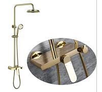 Juego de ducha dorados modelos europeos y americanos y válvula de mezcla de agua fría baño de cobre grifo de ducha de alta gama hermosa práctica