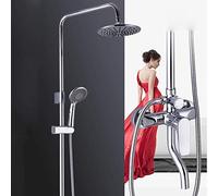 Juego de Ducha fría y Caliente de 4 Modelos, Grifo de Ducha de latón, Sistema de Ducha con rociador Superior Redondo de 20 cm, elevación Plateada, hogar Hermoso y práctico