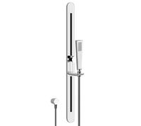 Juego de ducha Gessi CONO con codo de conexión a la pared, teleducha anticalcárea y flexo de ducha de 1,50 m, 45144707, Color: Metal negro cepillado PVD