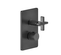 Juego de ducha Gessi Inciso, para mezclador termostático empotrado, salida izquierda y derecha, UPK 09269, 58234299, Color: Negro XL