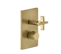Juego de ducha Gessi Inciso, para termostato empotrado, salida a controlar por separado, UPK 09269, 58236727, Color: Latón cepillado PVD