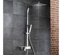 Juego de ducha HSK AquaSwitch RS 500 Mix, cristal de estantería negro, 1001840-08-KB16, Versión: con ducha de cabeza cuadrada, súper plana, 250x250x2mm